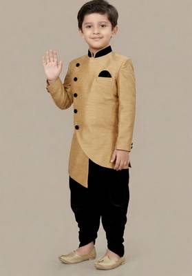 Brown festive wear designer art dupion silk boys-indo-western-dress 2