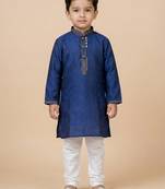 Blue festive wear designer jacquard boys-kurta-pyjama