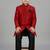 Red festive wear designer art dupion silk boys-indo-western-dress