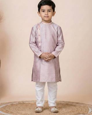 Pink festive wear designer jacquard boys-kurta-pyjama 1