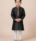 Black festive wear designer jacquard boys-kurta-pyjama