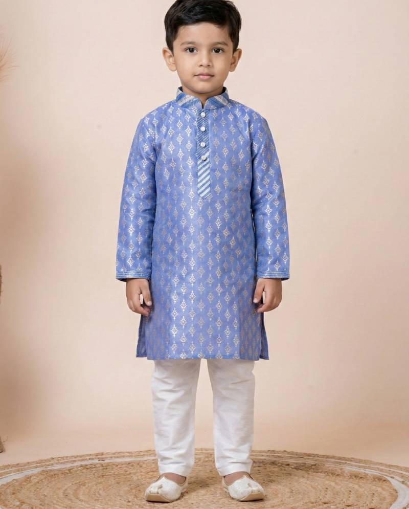 Multicolor festive wear designer jacquard boys-kurta-pyjama