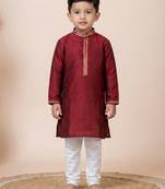 Maroon festive wear designer jacquard boys-kurta-pyjama