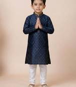 Blue festive wear designer jacquard boys-kurta-pyjama