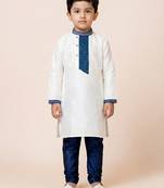 White festive wear designer viscose boys-kurta-pyjama