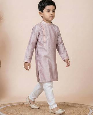 Pink festive wear designer jacquard boys-kurta-pyjama 2