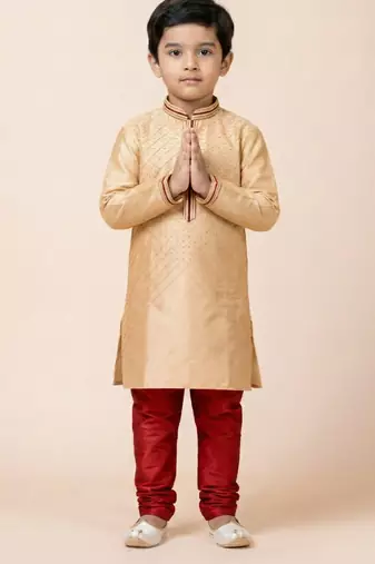 Brown festive wear designer viscose boys-kurta-pyjama
