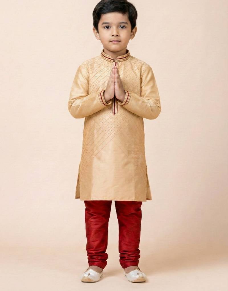 Brown festive wear designer viscose boys-kurta-pyjama
