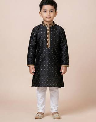 Black festive wear designer jacquard boys-kurta-pyjama 2