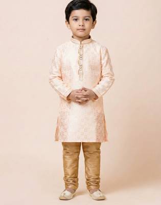 Pink festive wear designer jacquard boys-kurta-pyjama 1