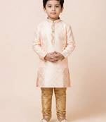 Pink festive wear designer jacquard boys-kurta-pyjama