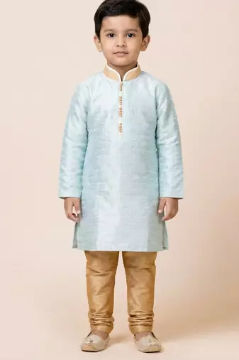 Blue festive wear designer jacquard boys-kurta-pyjama