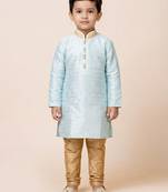 Blue festive wear designer jacquard boys-kurta-pyjama