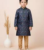 Blue festive wear designer jacquard boys-kurta-pyjama