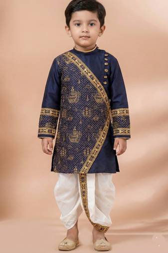 Blue festive wear designer viscose boys-dhoti-kurta