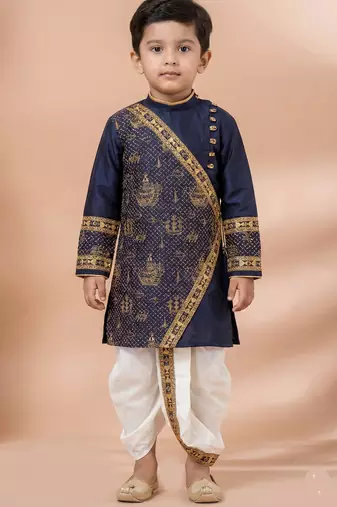 Blue festive wear designer viscose boys-dhoti-kurta