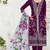 Purple slub cotton semi stitched suit with embroidered mutlri work