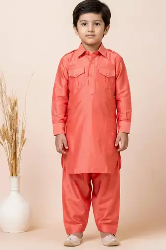 Orange festive wear designer viscose boys-dhoti-kurta
