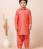 Orange festive wear designer viscose boys-dhoti-kurta