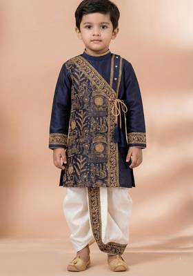 Blue festive wear designer viscose boys-dhoti-kurta 1