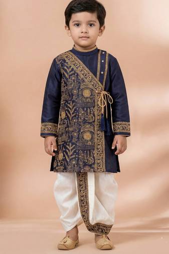 Blue festive wear designer viscose boys-dhoti-kurta