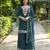 Teal chinon free size palazzo suit with embroidered & bearts work
