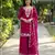 Red chinon free size palazzo suit with embroidered & bearts work