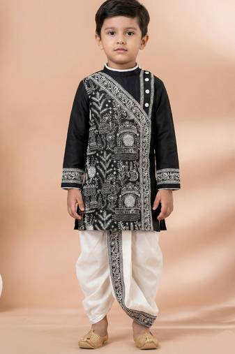 Black festive wear designer viscose boys-dhoti-kurta