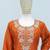 Orange chinon free size stitched plazzo suit with embroidered & bearts work