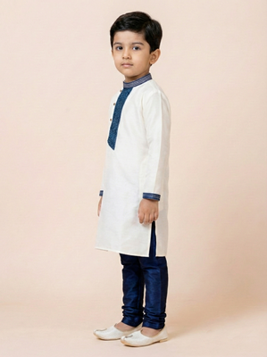 White festive wear designer viscose boys-kurta-pyjama 2