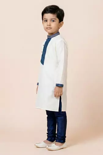 White festive wear designer viscose boys-kurta-pyjama