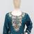 Teal chinon free size palazzo suit with embroidered & bearts work