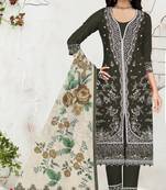 Mehendi slub cotton suit with embroidered mutlri work