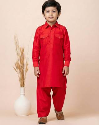 Red festive wear designer viscose boys-dhoti-kurta 1