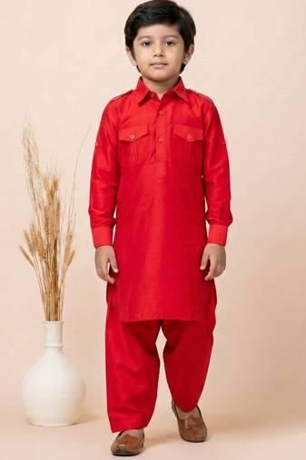 Red festive wear designer viscose boys-dhoti-kurta