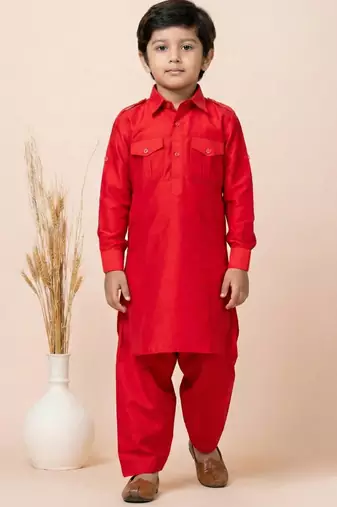 Red festive wear designer viscose boys-dhoti-kurta