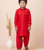 Red festive wear designer viscose boys-dhoti-kurta