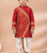 Red festive wear designer viscose boys-dhoti-kurta