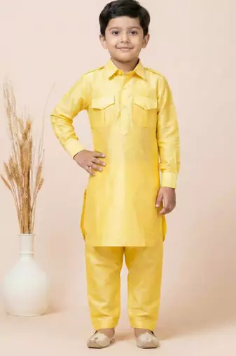 Yellow festive wear designer viscose boys-dhoti-kurta