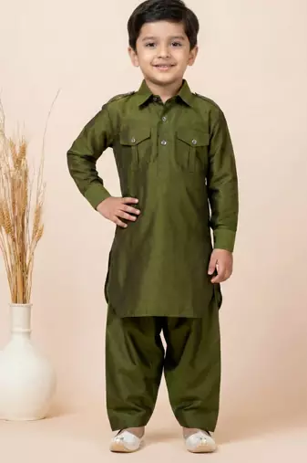 Green festive wear designer viscose boys-dhoti-kurta