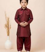 Maroon festive wear designer viscose boys-dhoti-kurta