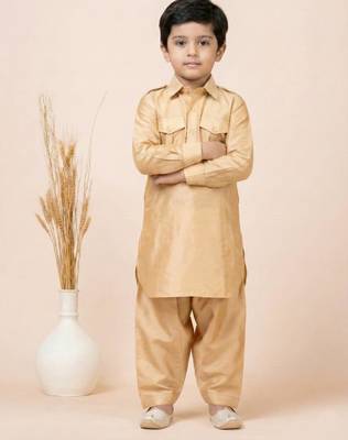 Brown festive wear designer viscose boys-dhoti-kurta 1