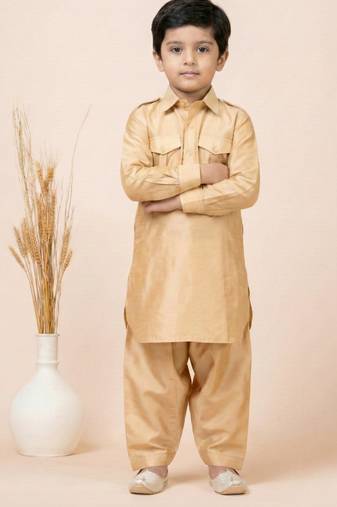 Brown festive wear designer viscose boys-dhoti-kurta