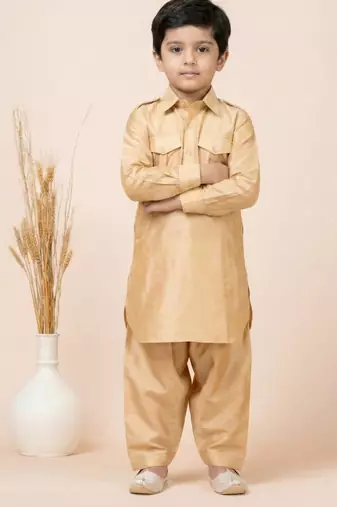 Brown festive wear designer viscose boys-dhoti-kurta