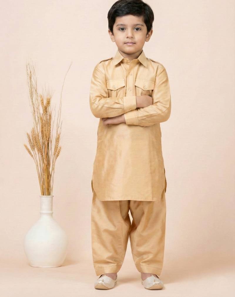Brown festive wear designer viscose boys-dhoti-kurta