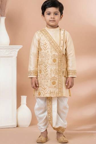Gold festive wear designer viscose boys-dhoti-kurta