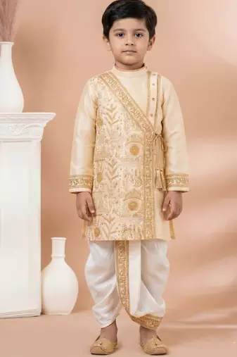 Gold festive wear designer viscose boys-dhoti-kurta
