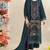Teal silk semi stitched suit with embroidered & sequence work