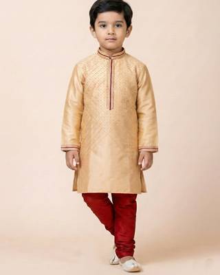 Brown festive wear designer viscose boys-kurta-pyjama 2