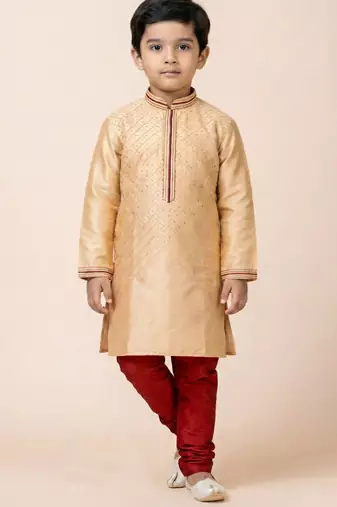 Brown festive wear designer viscose boys-kurta-pyjama